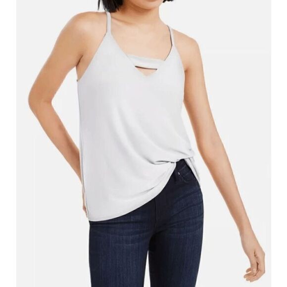 Bar III Tops - Bar III White V-neck Zippered Top Petite Small